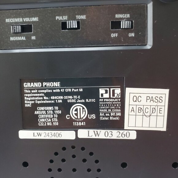Vintage Grand Phone Flash Redial Touch Button Retro 1950’s Style Black - Picture 3 of 10